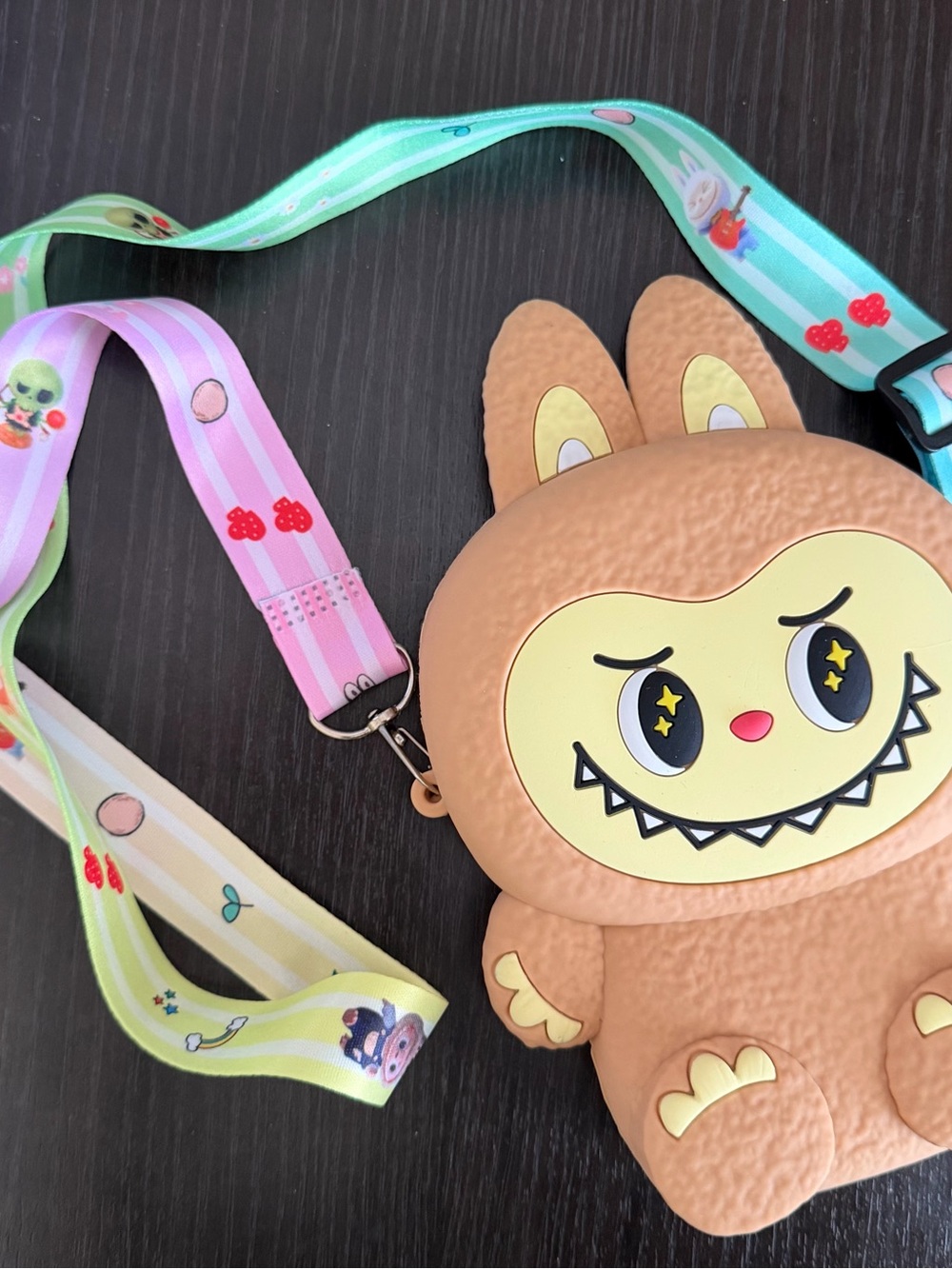 Labubu Small Crossbody Bag Silicone Cute Colorful Graphic Lanyard Strap NWOT